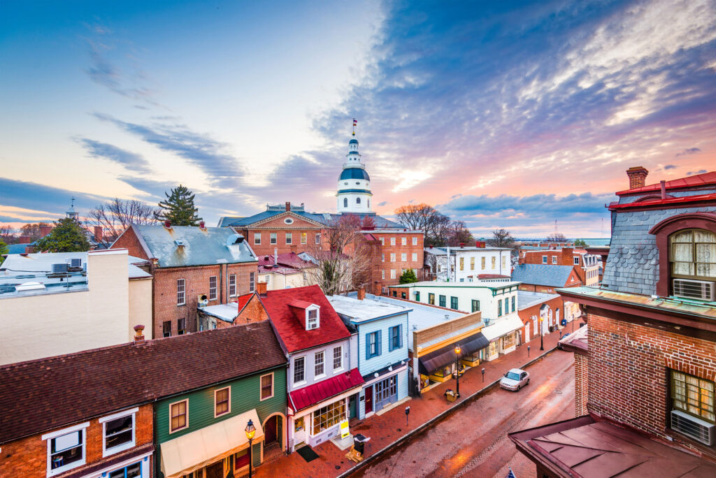 an aerial view of buildings in annapolis