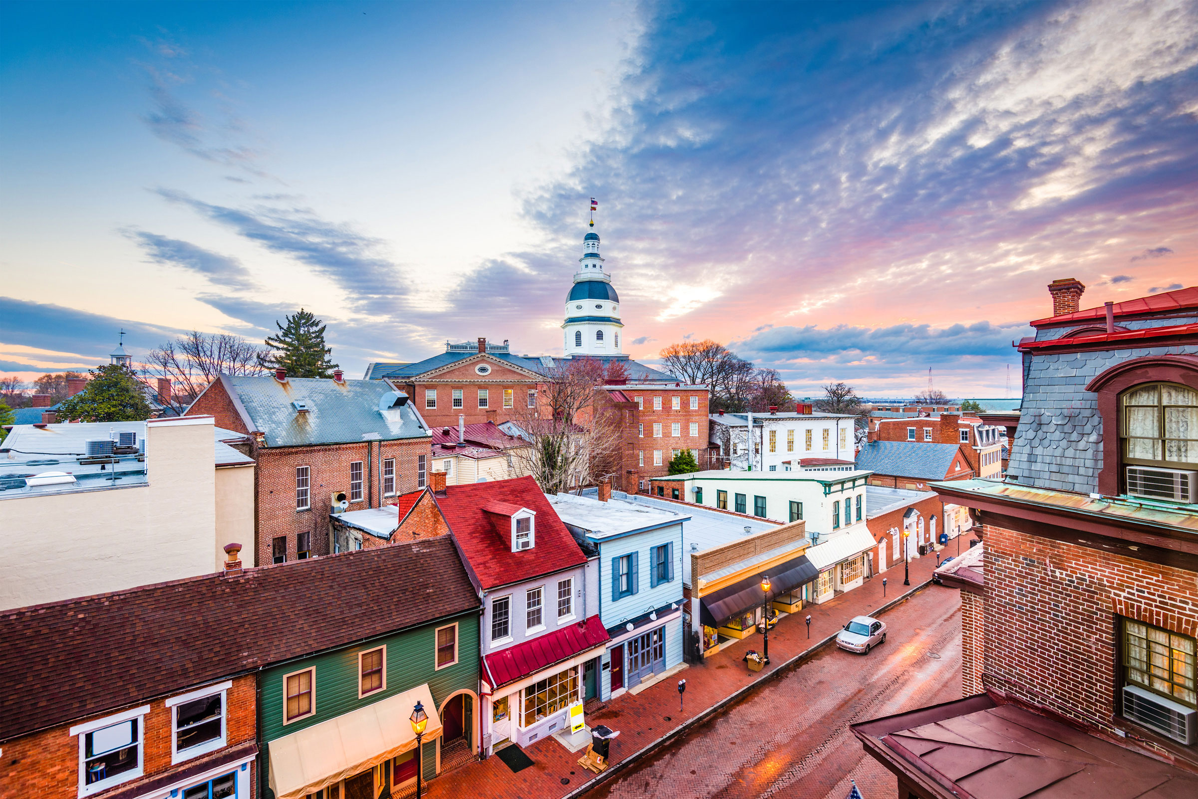 an aerial view of buildings in annapolis