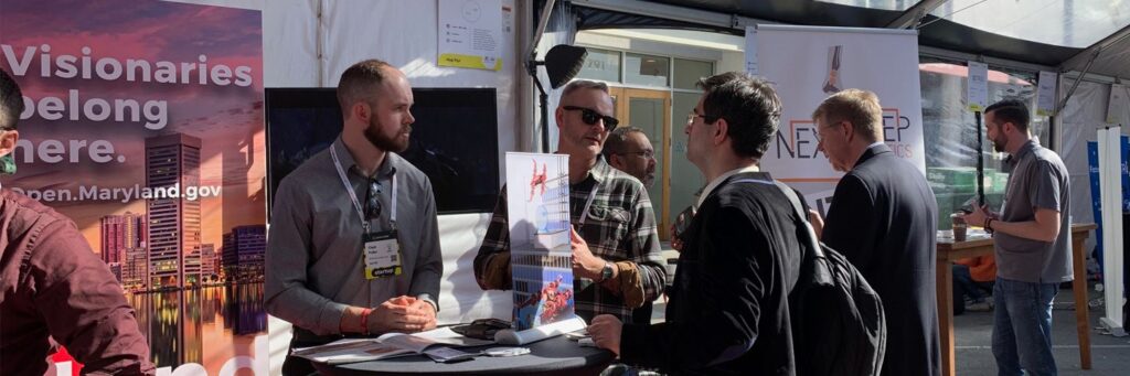 Maryland representatives at booth at Startup Grind