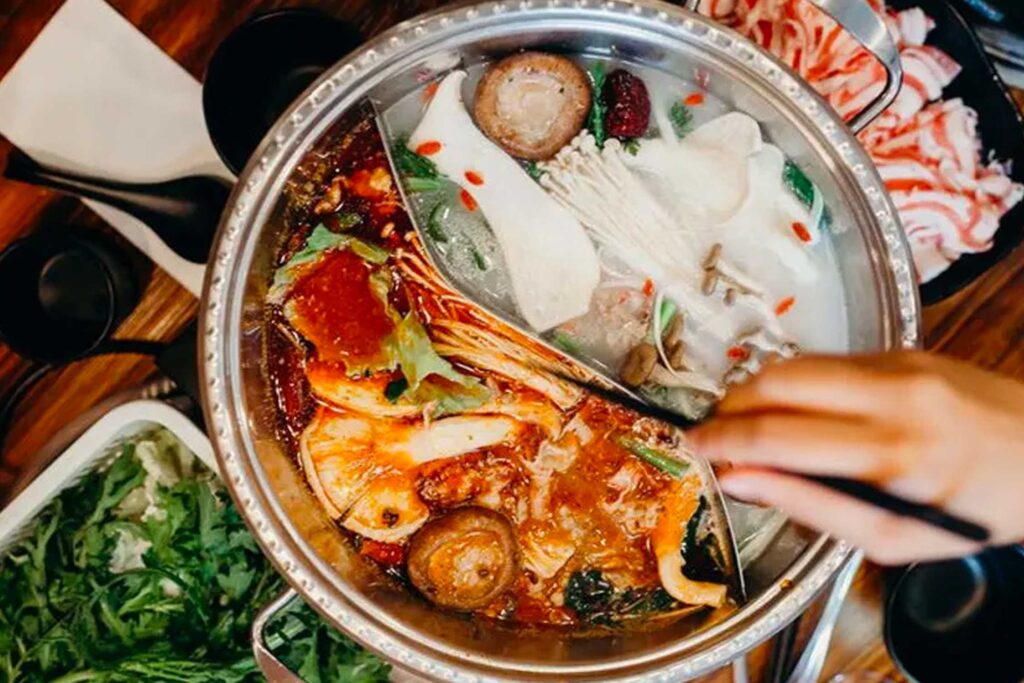 Bowl of Korean food - mushrooms
