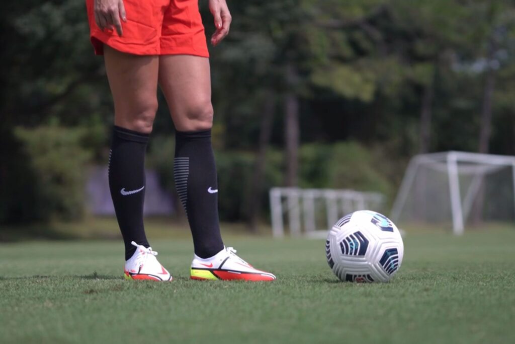 Female athlete playing soccer