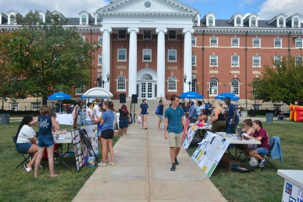 Students at Hood College campus