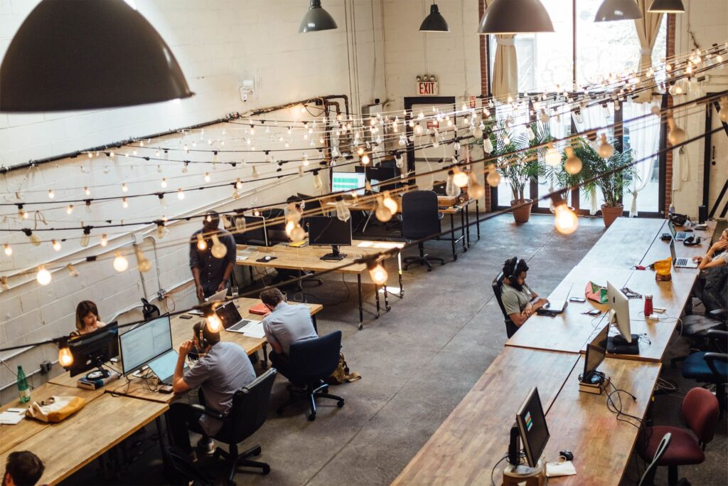 People working at computers