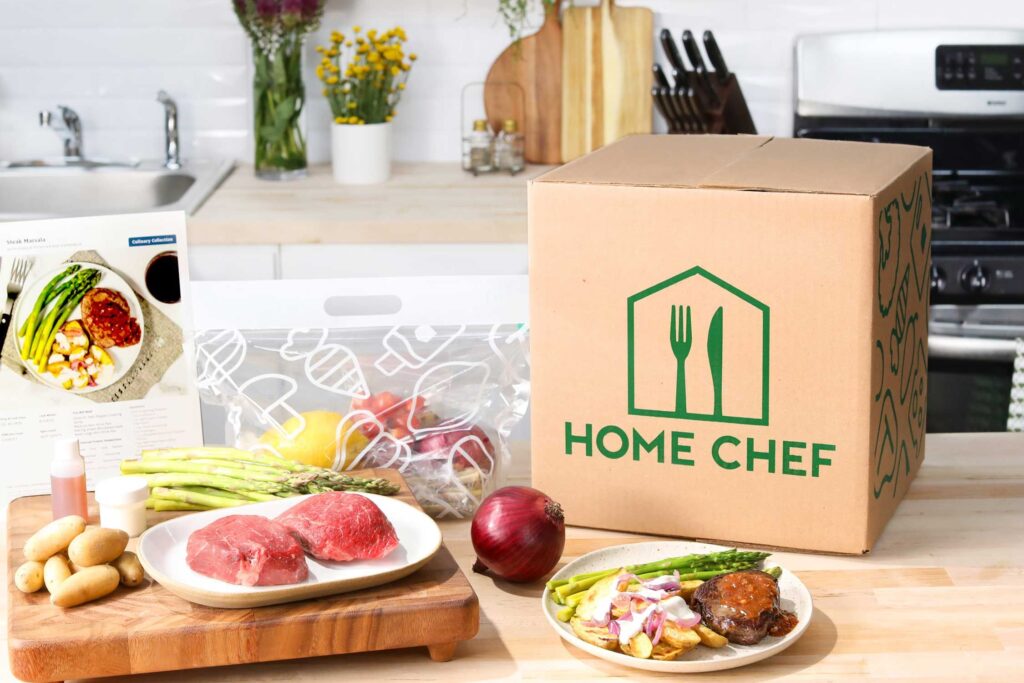 Box with ingredients for meal making