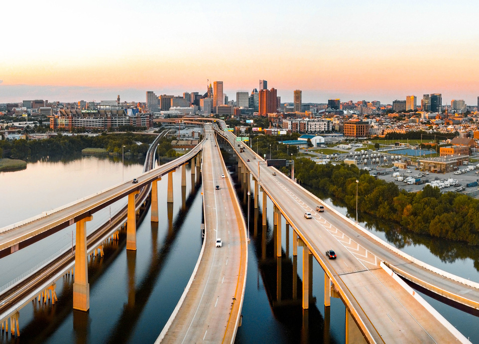 Roadways leading into Baltimore