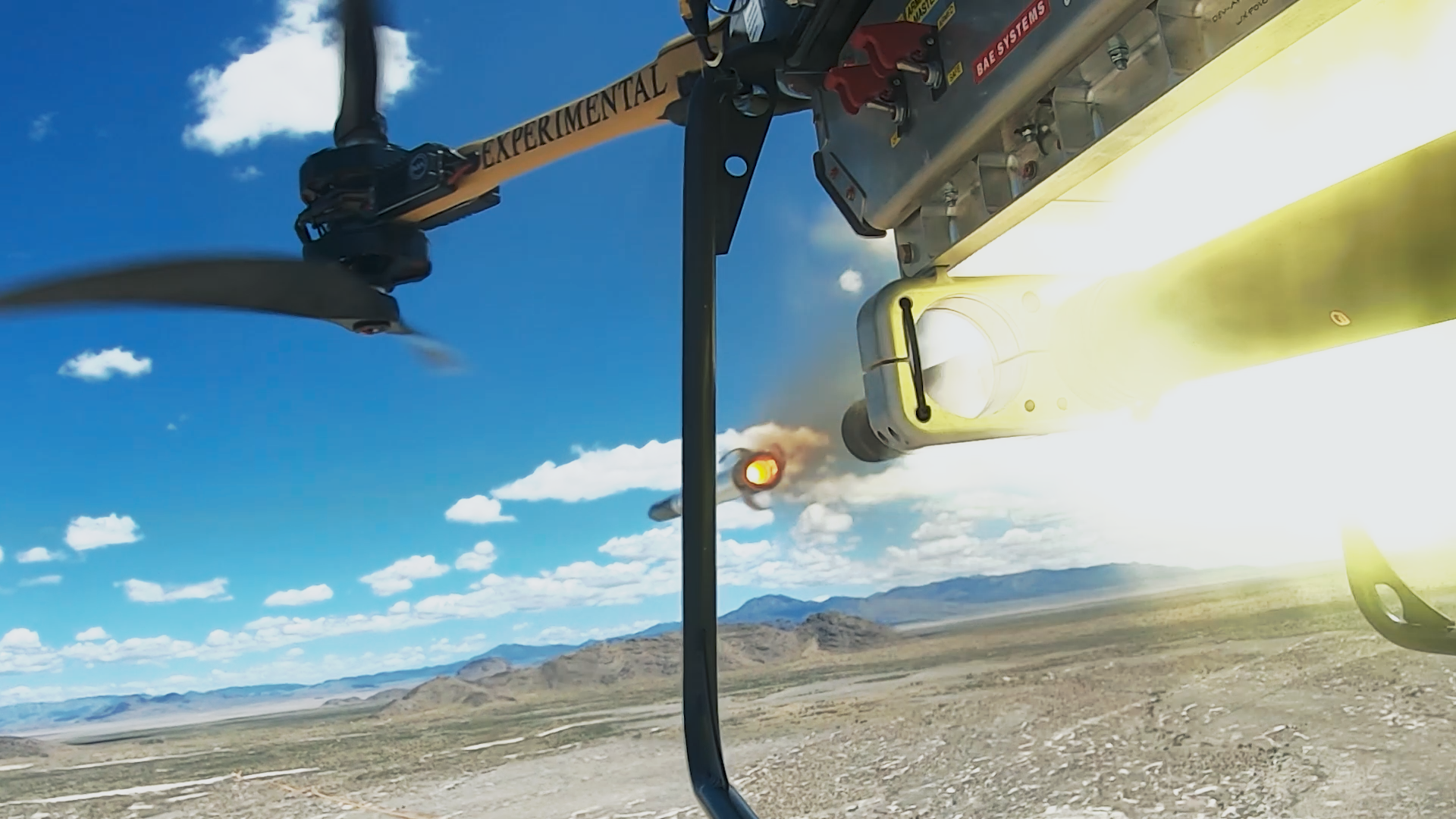 an uncrewed aircraft system (UAS) launches a munition