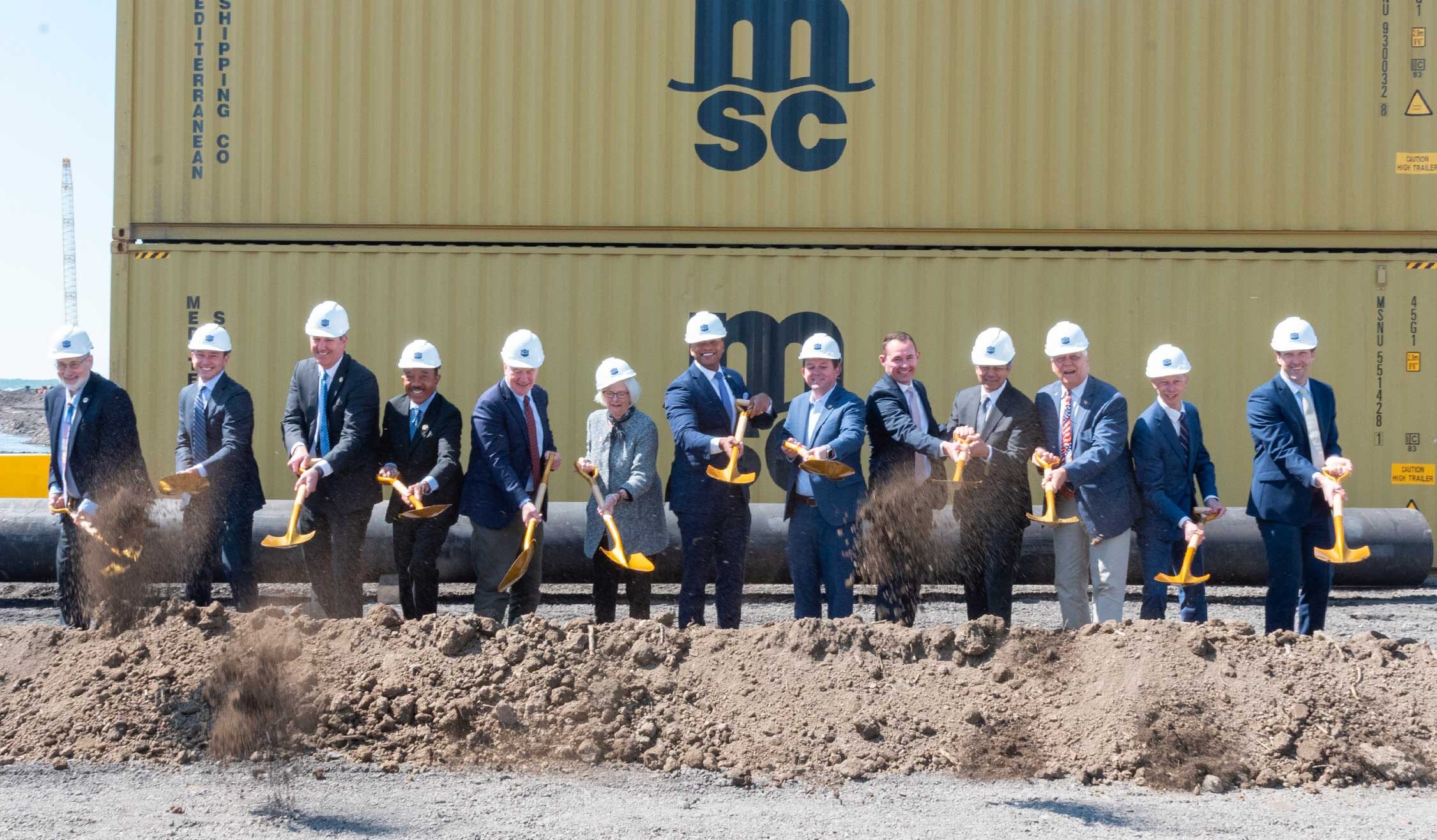 officials break ground at the future site of the Sparrows Point Container Terminal